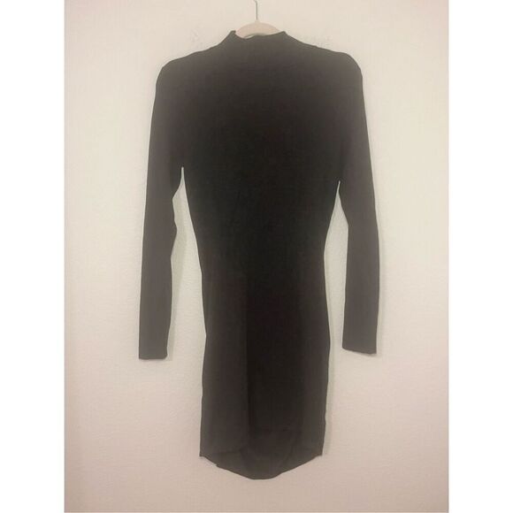 Express Long Sleeve Ruched Mock Neck Grey Dress - Picture 5 of 5